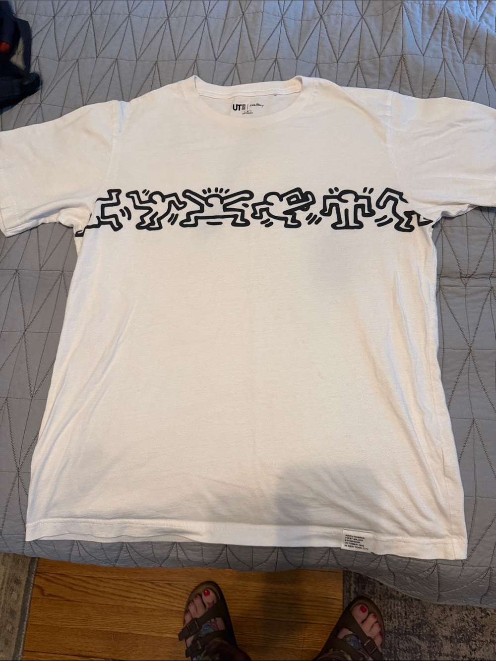 Uniqlo White Short-Sleeve Tee with Black Keith Haring Graphic
